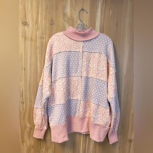 Women's Oli & Hali Pink Daisy Patchwork Sweater, Size Small